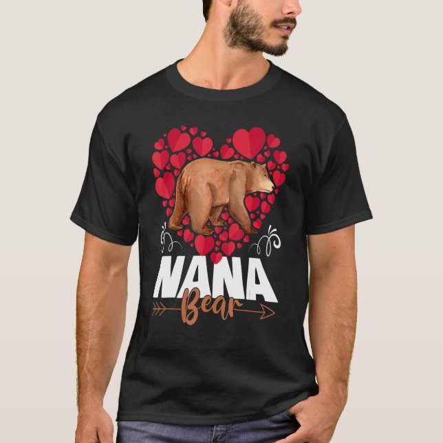 Cute Nana Bear Heart Grandma Lycklig Mors dag W T Shirt (Framsida)