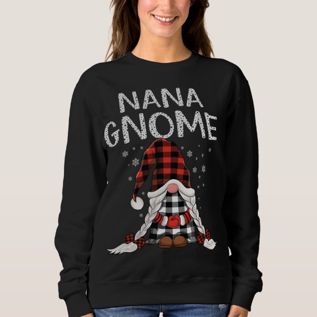Cute nana Gnomes check red Play mönster jul T Shirt (Framsida)