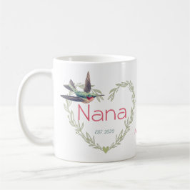Cute Nana Heart Hummingbird Grönt Ruby Red Kaffemugg