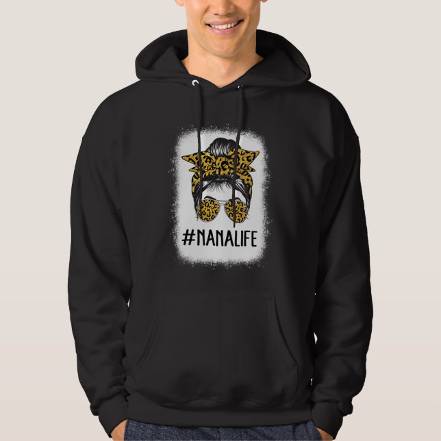 Cute Nanalife Bleached  Grandma Life Leopard Messy Hoodie (Framsida)