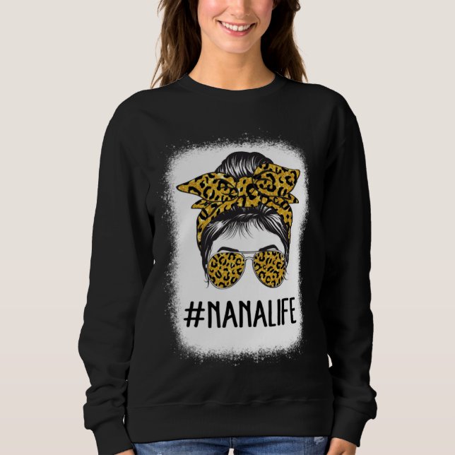 Cute Nanalife Bleached  Grandma Life Leopard Messy T Shirt (Framsida)