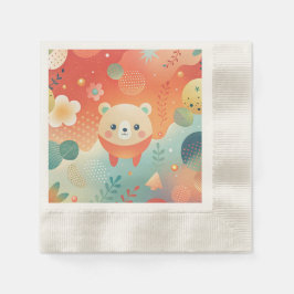 Cute napkins med en björn med orange abstraktion pappersservett