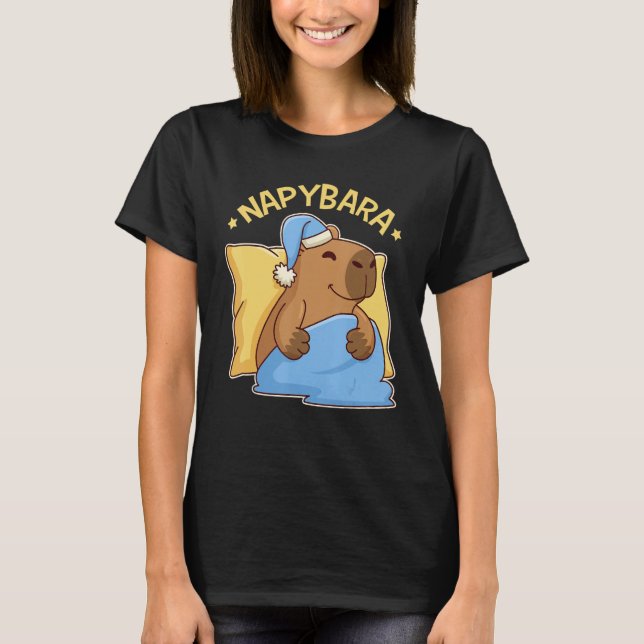 Cute Napping Capybara Pajama Nappybara T Shirt (Framsida)