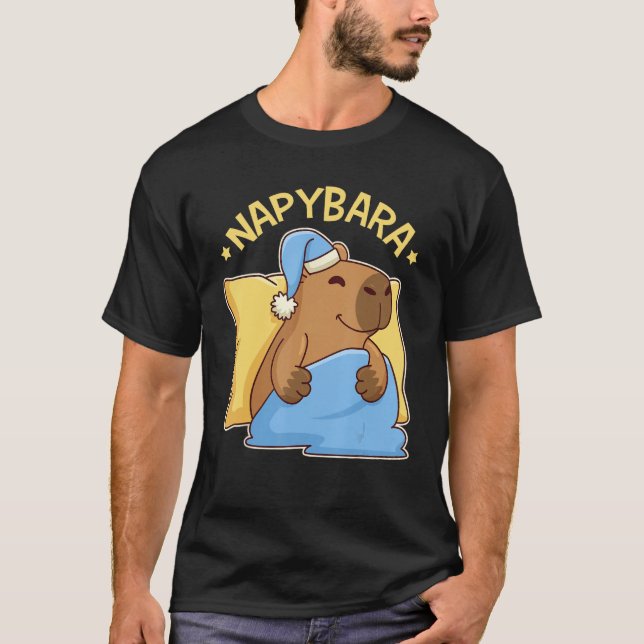 Cute Napping Capybara Pyjama  Nappybara T Shirt (Framsida)