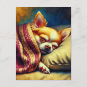 Cute Napping Chihuahua Bevarande av Touch Vykort