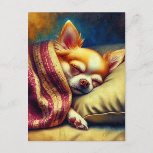 Cute Napping Chihuahua | Bevarande av Touch Vykort (Framsida)