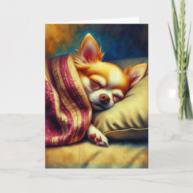 Cute Napping Chihuahua Blank Kort (Framsida)
