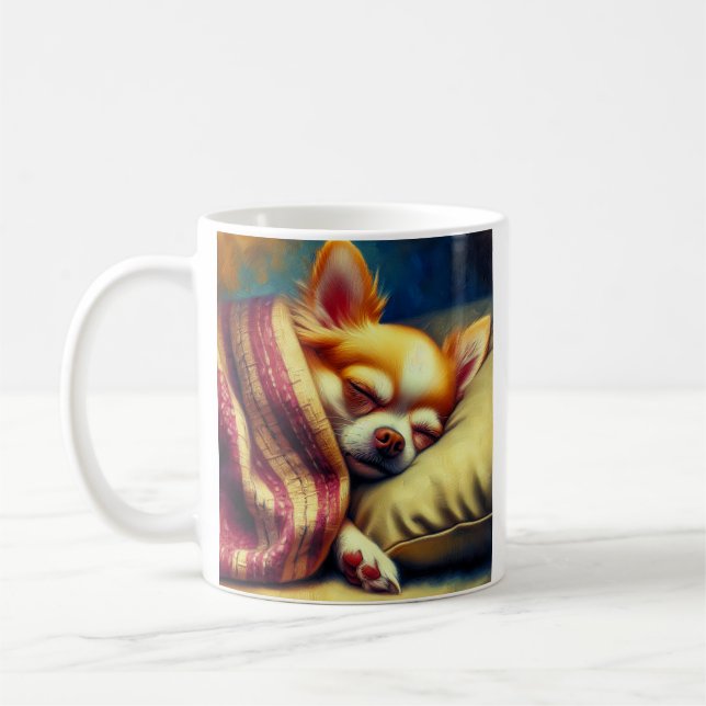 Cute Napping Chihuahua | Sweet Dreams Tea of Kaffemugg (Vänster)