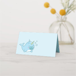 Cute Narwhal Baby Shower Kawaii Blue Boy Placeringskort
