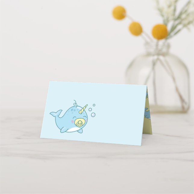 Cute Narwhal Baby Shower Kawaii Placeringskort (Framsida)