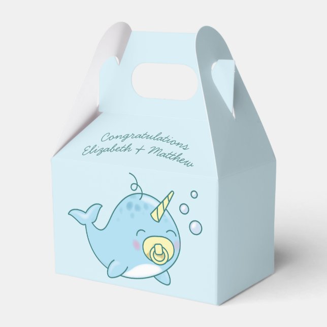 Cute Narwhal Baby Shower Kawaii Presentaskar (Framsidan Sidan)