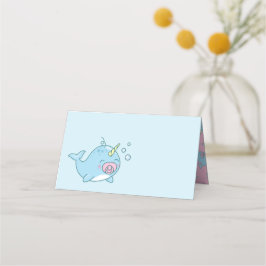 Cute Narwhal Baby Shower Kawaii Rosa Girl Girl Gir Placeringskort