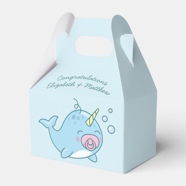 Cute Narwhal Baby Shower Kawaii Rosa Girl Girl Gir Presentaskar (Framsidan Sidan)