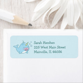 Cute Narwhal Baby Shower Kawaii Rosa Girl Girl Gir Returadress Etikett