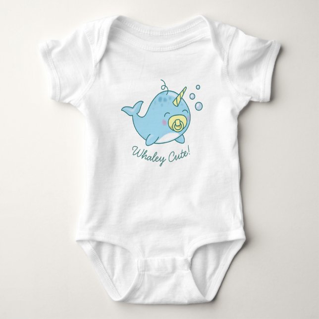 Cute Narwhal Baby Shower Kawaii Whaley Cute T Shirt (Framsida)