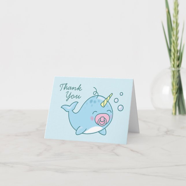 Cute Narwhal Baby Shower Tack Rosa Girl Girl Girl (Framsida)