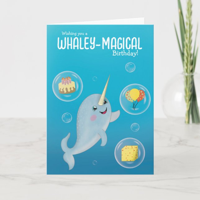 Cute Narwhal Birthday Kort (Framsida)