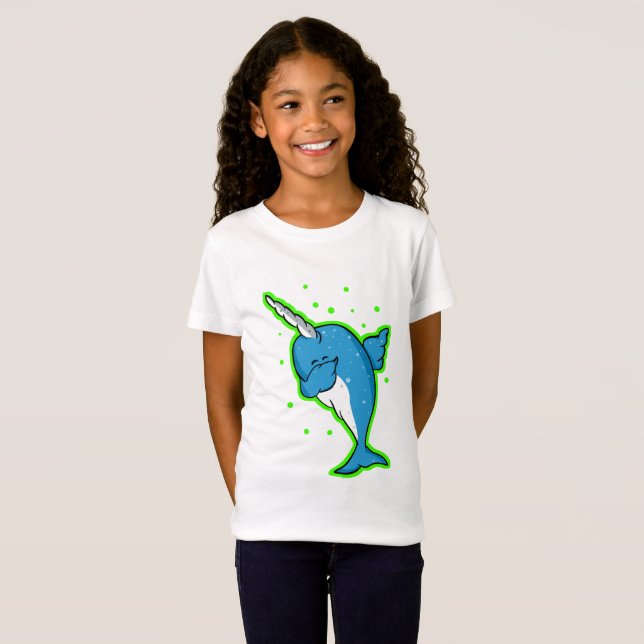 Cute Narwhal Dabbing T Shirt (Hel framsida)