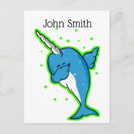 Cute Narwhal Dabbing Vykort