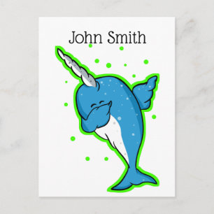 Cute Narwhal Dabbing Vykort