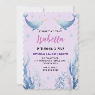 Cute Narwhal fish Pattern Watercolor Under the Sea Spara Datumet