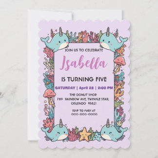 Cute Narwhal fish Pattern Watercolor Under the Sea Spara Datumet