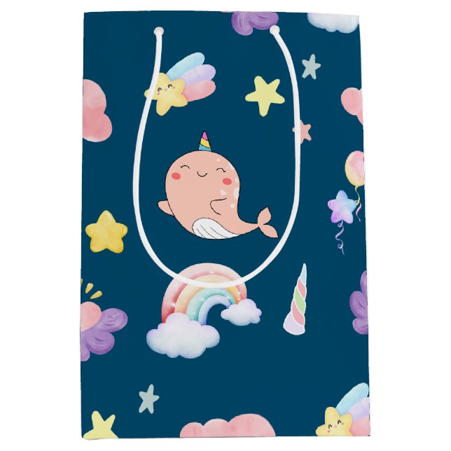 Cute Narwhal Fish Unicorn Rainbow Sea Birthday (Framsidan)