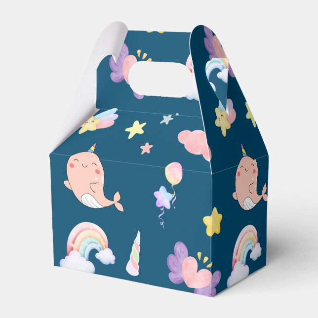 Cute Narwhal Fish Unicorn Rainbow Sea Birthday Presentaskar (Framsidan Sidan)