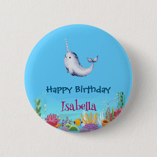 Cute Narwhal Fish Unicorn Whale Sea Birthday Knapp
