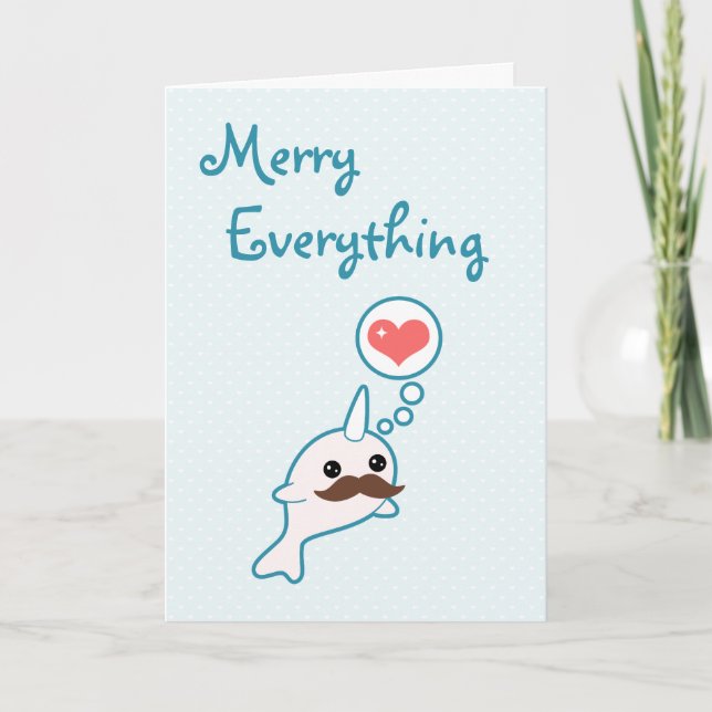 Cute Narwhal-Helgdag Helgkort (Framsida)