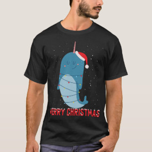 Cute narwhal Julgran Ljus T Shirt