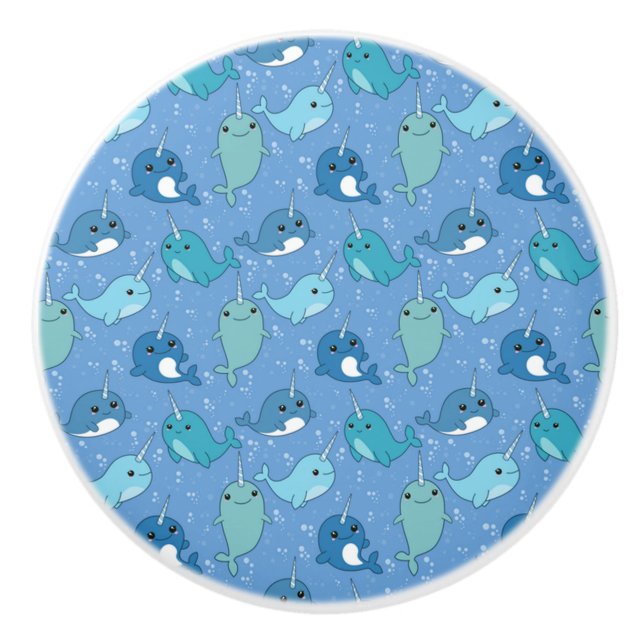 Cute Narwhal Mönster Knopp (Framsidan)