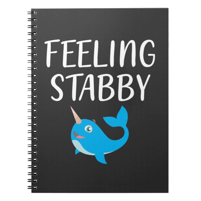 Cute Narwhal Unicorn Feeling Stabby Kawaii Anteckningsbok (Framsidan)