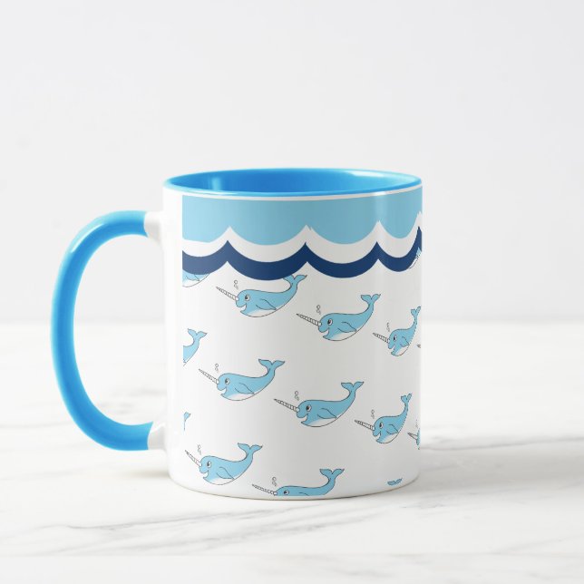 Cute Narwhal Whale Coffee Mugg (Vänster)