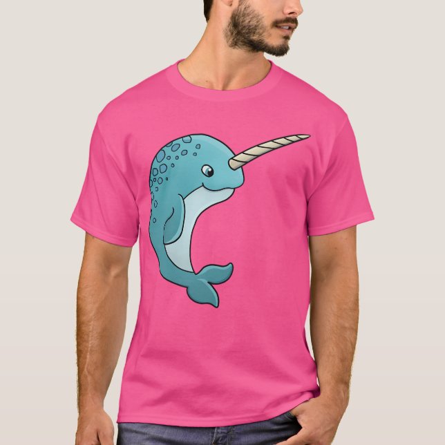 Cute Narwhal with Horn T Shirt (Framsida)