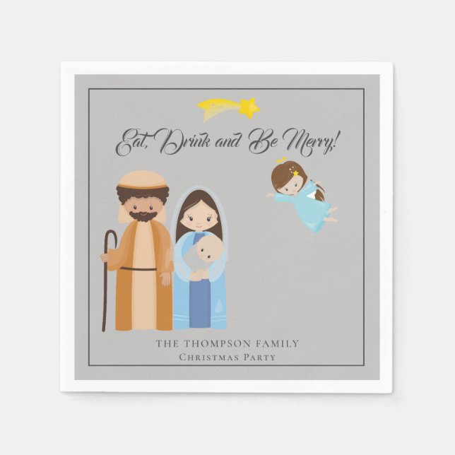 Cute Nativitativitet Ät Drick om du dricker God ju Pappersservett (Framsidan)