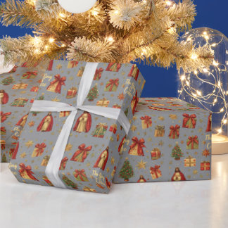 cute nativity christmas gift wrap jesus birth them presentpapper