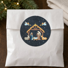 Cute Natt när Kristus föddes Runt Klistermärke