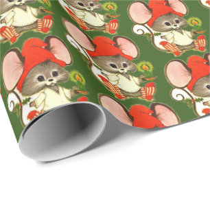 Cute Natten före jul Mus i nattkläder Presentpapper