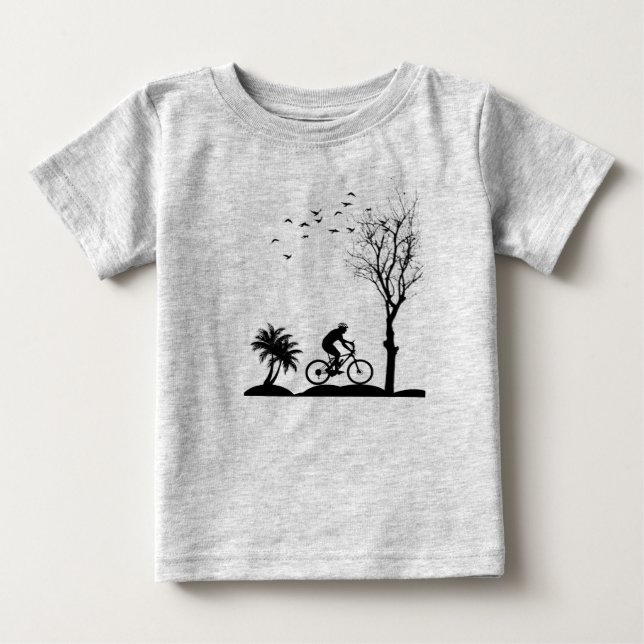 Cute Nature Bicycle Art Baby T-Shirt | Soft Cotton (Framsida)