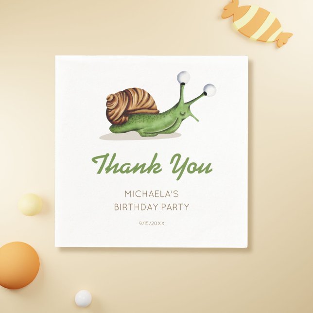 Cute Nature Snigel Födelsedagsfest Pappersservett (Skapare uppladdad)