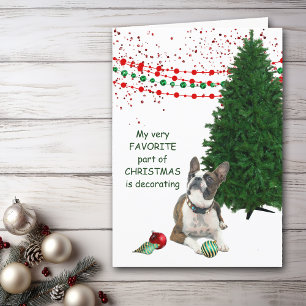 Cute Naughty Boston Terrier Hund julkort Helgkort