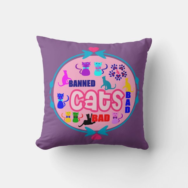 😻 🐾 ↷ Cute Naughty Cat Family Softand Wrinkle-fr Kudde (Framsida)