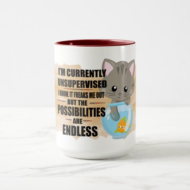Cute Naughty Cat Humor Quote kattunge Graphic Mugg (Center)