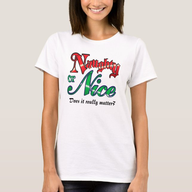 Cute Naughty eller Nice Helgdag Tee (Framsida)