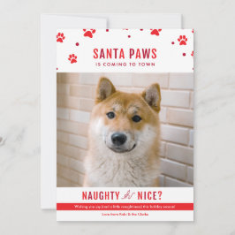 Cute Naughty eller Nice Hund Julfoto Julkort