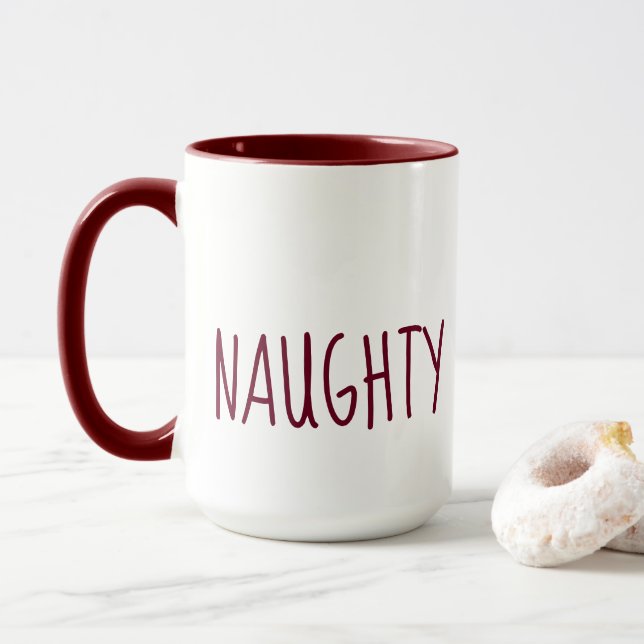 Cute Naughty och Nice-jul Mugg (Med munk)