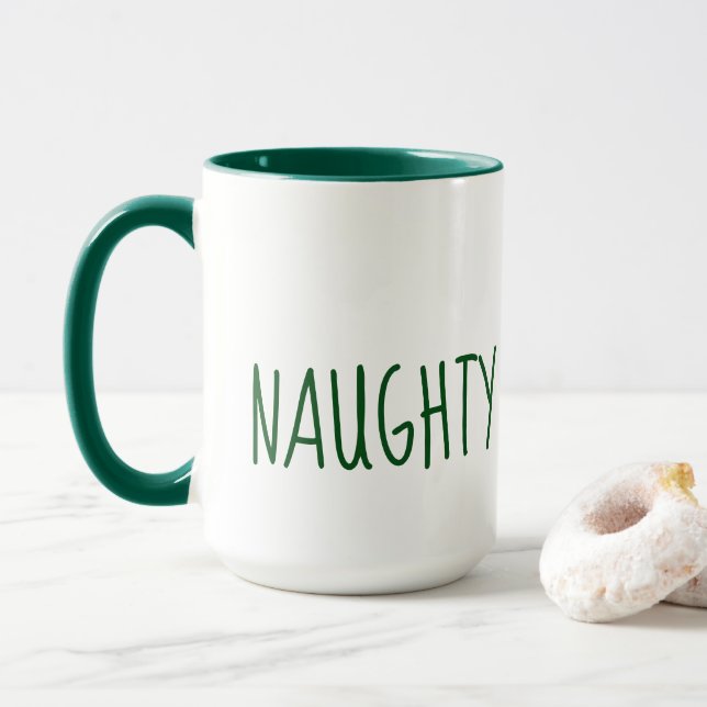 Cute Naughty och Nice-jul Mugg (Med munk)