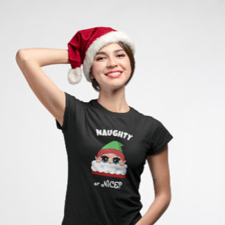 Cute “Naughty or Nice?” Anime Christmas Elf T Shirt