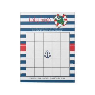 Cute Nautical Alligator Baby Shower Bingo Game Anteckningsblock